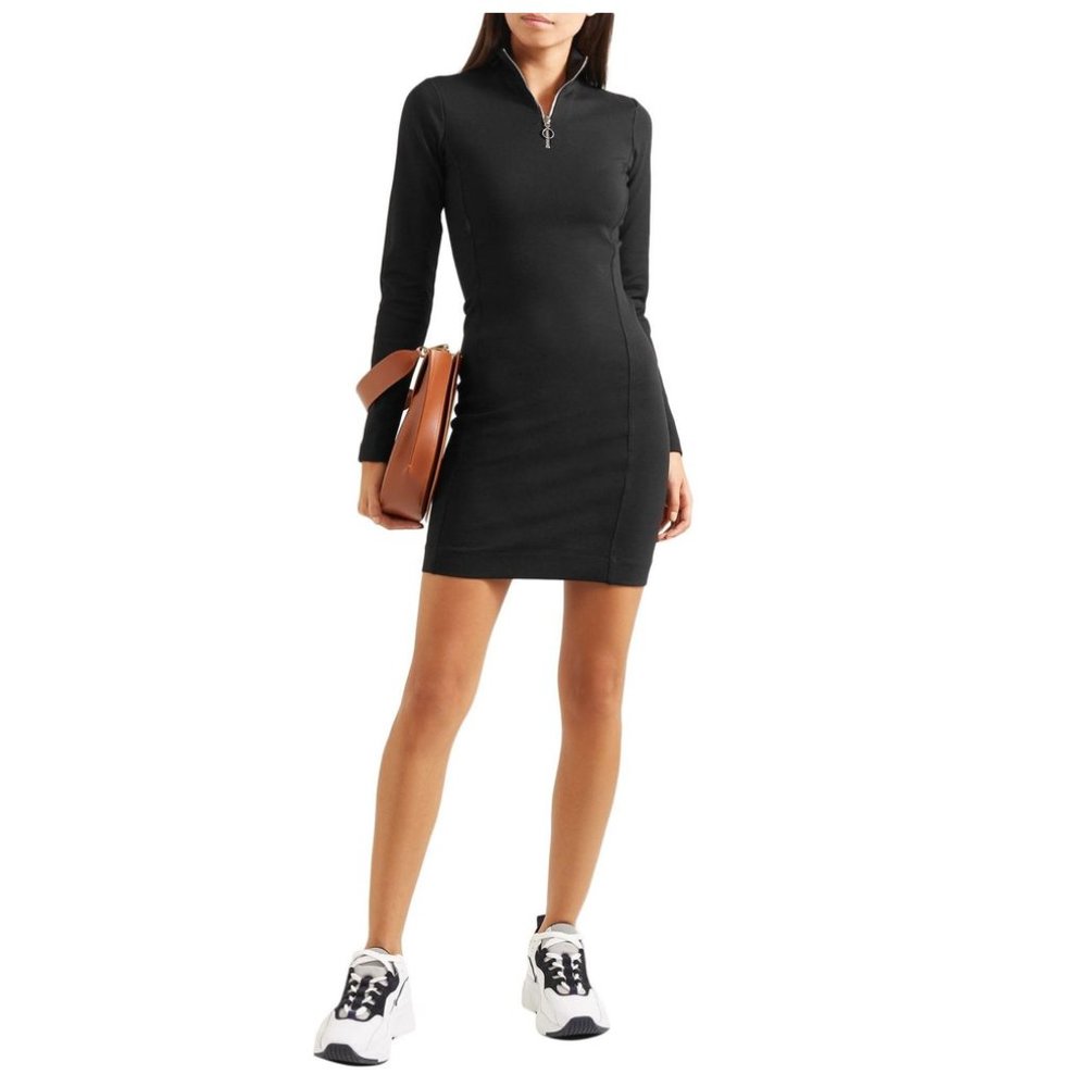 Ninety Percent Stretch Mini Dress Mock Neck Zipper